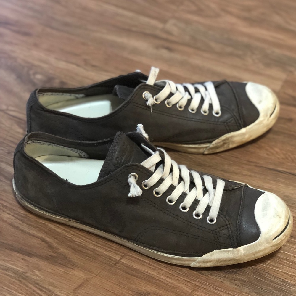 Converse Jack Purcell all-leather distressed.